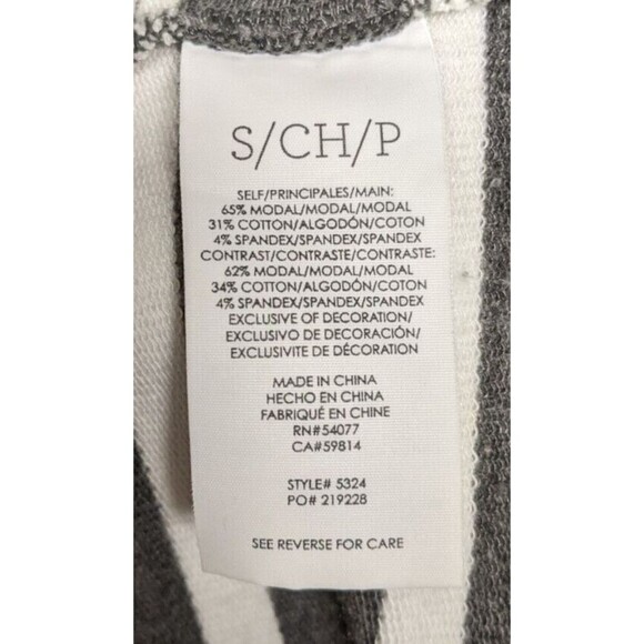 Cabi Women's Windward Striped Hooded Sweatshirt Top Gray/White # 5324 Size Small - Picture 9 of 9